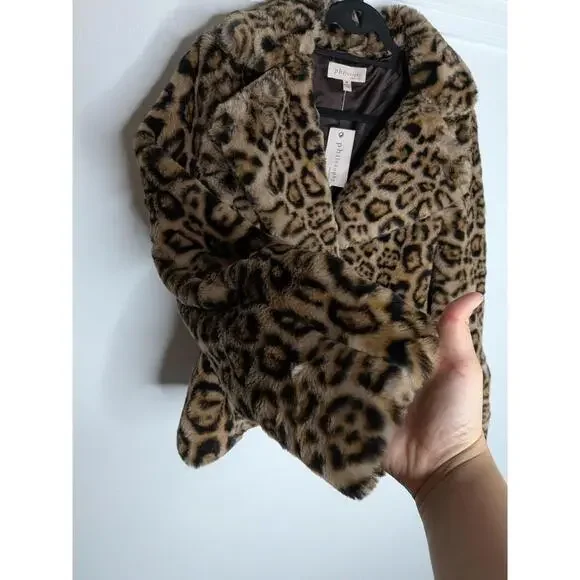 Philosophy Republic Clothing Jacket Womens Medium Brown Leopard Faux Fur - Picture 4 of 7